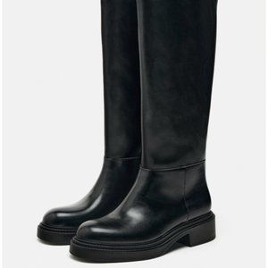 ZARA Flat knee high boots